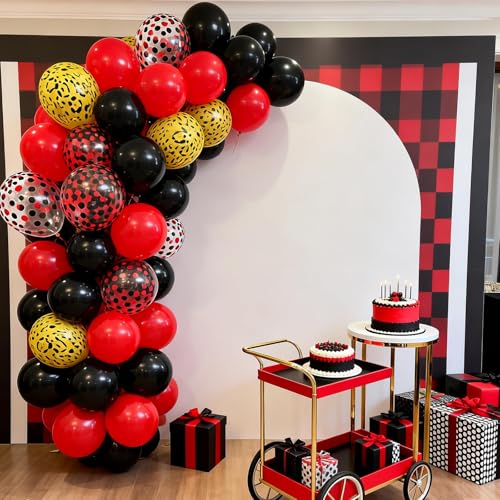 Image of Leopard Balloons, 50 Pcs Cheetah for Women Animal Birthday Wedding Party | 12 Inch Red Black Cheetah Print Confetti Latex Balloons for Bachelorette Wild Animal Safari Girls Night Party Decorations