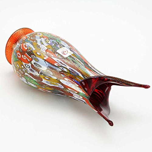 Glassofvenice Murano Glass Millefiori Gold Vase - Blooming Flower #TOP5