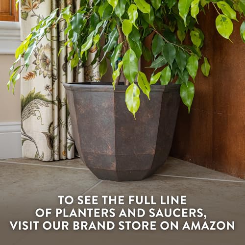 Classic Home and Garden Shaina Planting Pots - Lightweight Indoor & Outdoor Plant Pots - UV-Resistant Resin Flower Pots - Pot Planters for Flowers & Herbs (15” Indigo)
