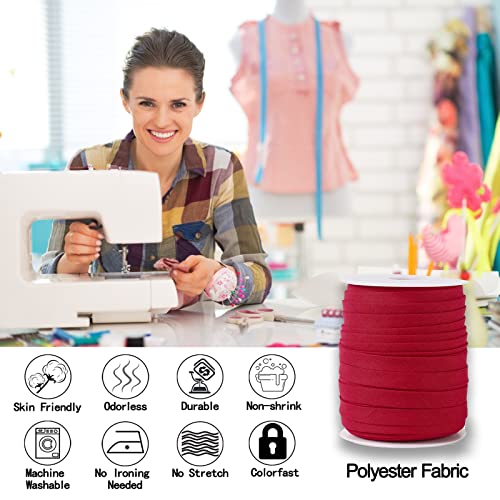Bias Tape Double Fold 1/2 Inch, Double Fold Bias Binding Tape 55 Yards (Wine Red) And 4 Pieces Sewing Fabric Chalks For Crafts, Sewing, Seaming, Hemming, Piping, Quilting. #TOP2