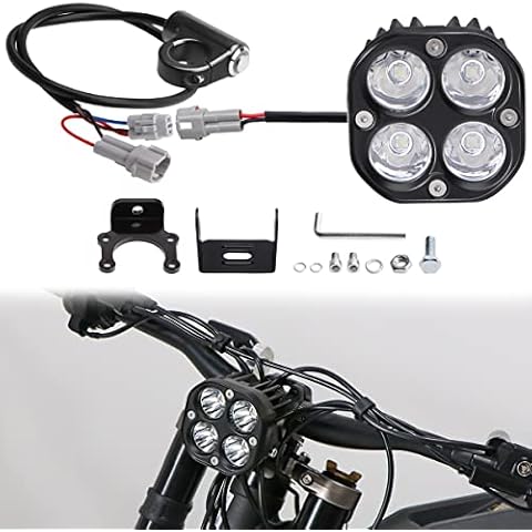 JESTOP Upgraded Headlight, Plug N Play Light Bar Headlight for Sur ron Segway, 60W Square Four Powersports Bulbs Front Headlamps for Sur ron Parts Cover