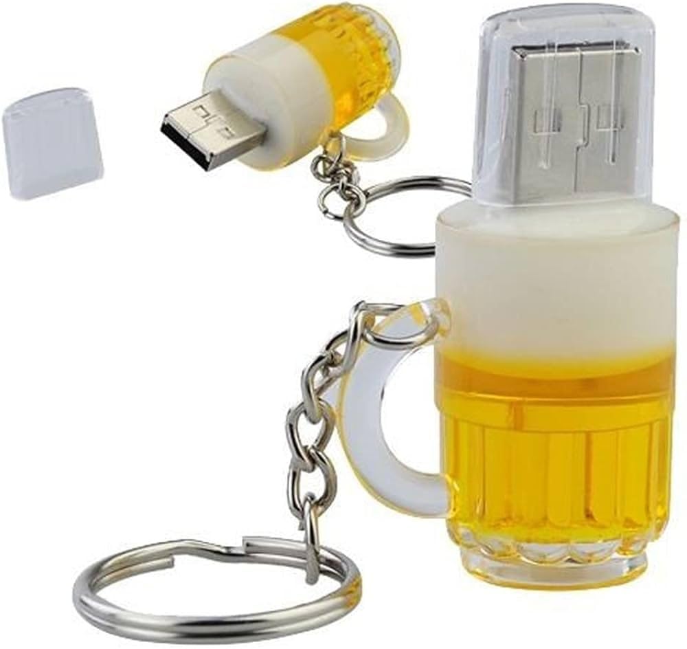 Novelty Beer Mug USB Flash Drive Keychain, 4GB Storage Device, Yellow and White Design, Computer Accessory, Interface 2.0, Upto 10mbps, Gifting Pen Drive-image-46