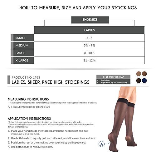 Image of Truform Sheer Compression Stockings, 8-15 mmHg, Women's Knee High Length, 20 Denier
