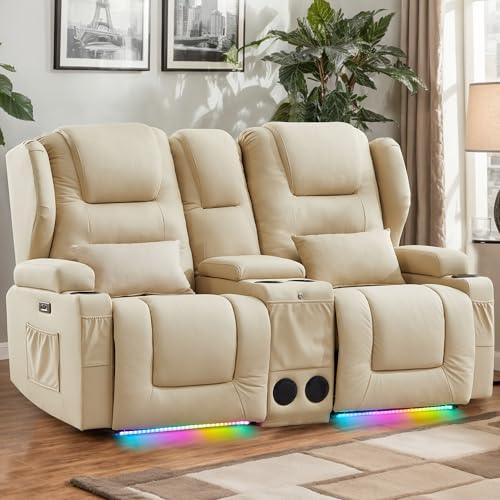 RV Power Loveseat Recliner Sofa, Faux Leather Wall Hugger Reclini...