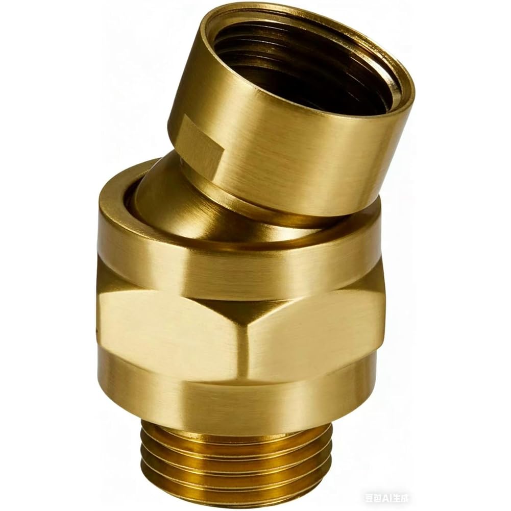 Hndhbfgrt Women's Gold Solid Brass Shower Head Swivel Ball Adapter, Adjustable Shower Arm Extension Sho