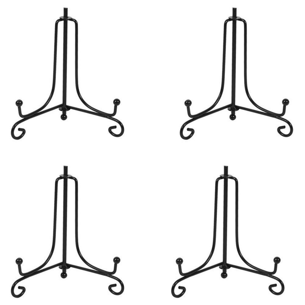 CTRLZS (4 pack Iron Display Stand, Easel Plate Display Photo Holder Stand, Displays Picture Frames, Cookbooks, Decorative Plates, Tablets and Art 4 Inch