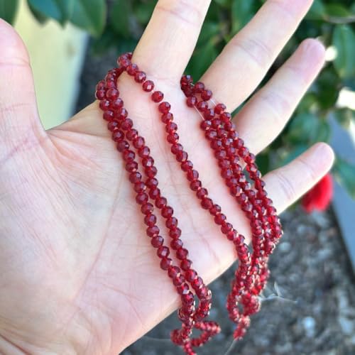 Image of 500pcs Czech Faceted Rondelle Crystal Glass Beads 4mm Small Tiny Bulk Siam Red