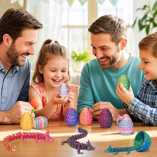 HIMS 6er Set 3D Gedrucktes Drachenei Geheimnisvolle Drachen Spielzeug, Überraschungs Drachenei mit Drache im Inneren, 3D Gedruckter Drache Easter Dracheneier