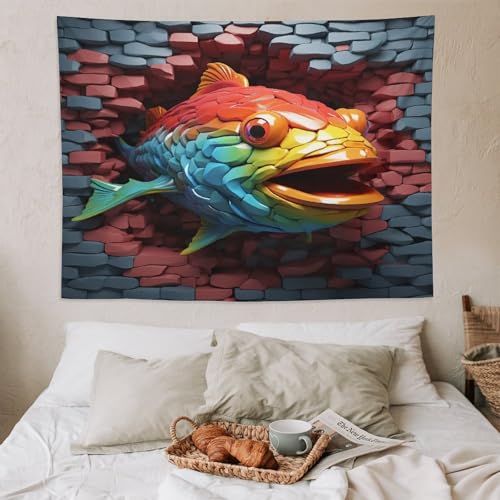 Tenture murale poisson en tissu imprimé pour cocooning unique - 6