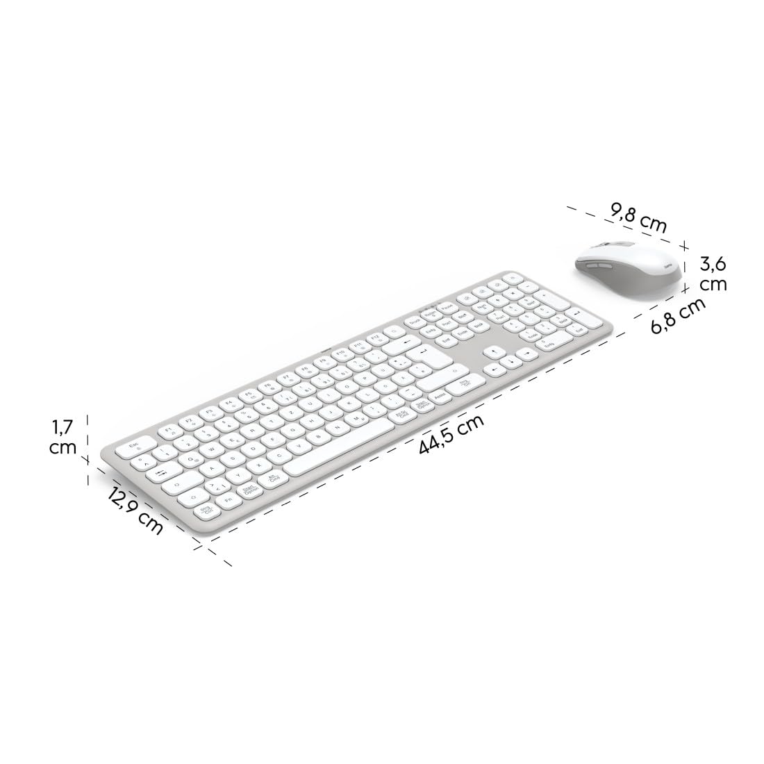 Hama Zestaw myszki do klawiatury, bezprzewodowa, 2,4 GHz przez odbiornik USB + 2 x Bluetooth do komputera, laptopa, tabletu, zasięg 10 m, niemiecki układ QWERTZ, brak odgłosów kliknięcia, zasilanie