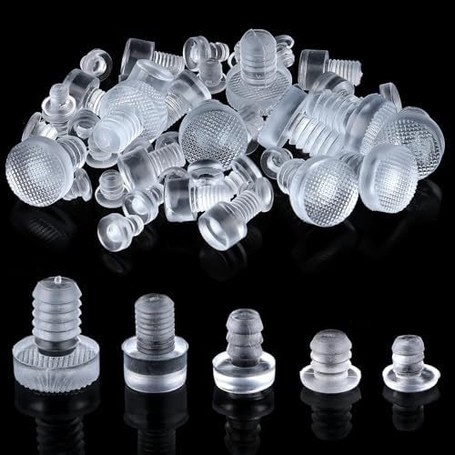 Jeffdad 50 Pcs Glass Table Top Bumpers Rubber, 5 Size Clear Rubber
