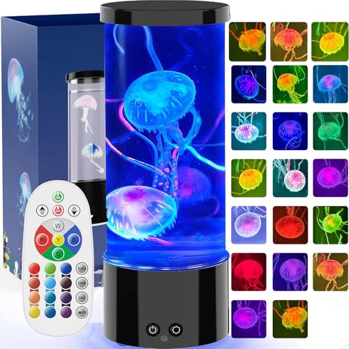 AONESY Lámpara medusa con 17 colores y mando a distancia, lámpara medusa con 4 modos de iluminación, acuario para niños, lámp luz ambiental para relajarse