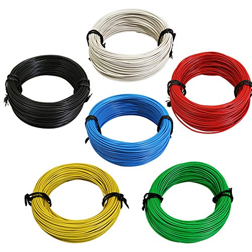 1M FIL ELECTRIQUE 1mm² 12/10 MOTO MOBYLETTE SCOOTER TRACTEUR TONDEUSE CABLE NOIR BLEU BLANC ROUGE VERT JAUNE (Bleu)