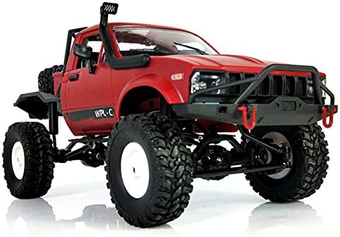 YIKESHU RC Truck Remote Control Rock Crawler Off-Road Racing Vehicles 1:16 2.4G 2CH 4WD Offroad RC Crawler Kids Toy Climb Semi Truck RTR Trailer LED Lights Red (WPL-C14)