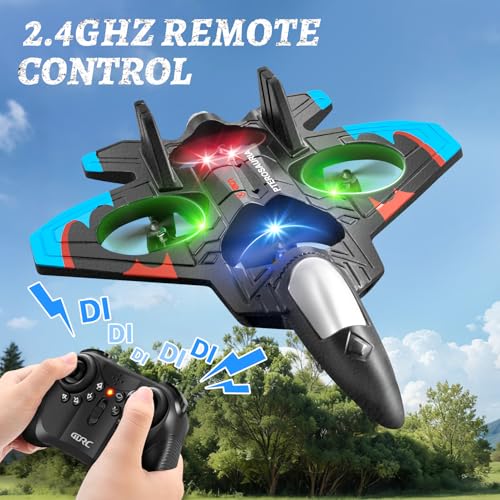 Image of Foam Remote Control Airplanes with 3 Batteries, RC Planes for Kids Adults 8-16, RC Airplane Fighter Jet with Light, 360 Flip Fighter Jet Toys, Stunt Roll, Airplane Toy Gifts for Kids Boys
