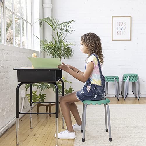 Image of ECR4Kids Daisy Stackable Stool Set, Flexible Seating, Seafoam, 8-Piece