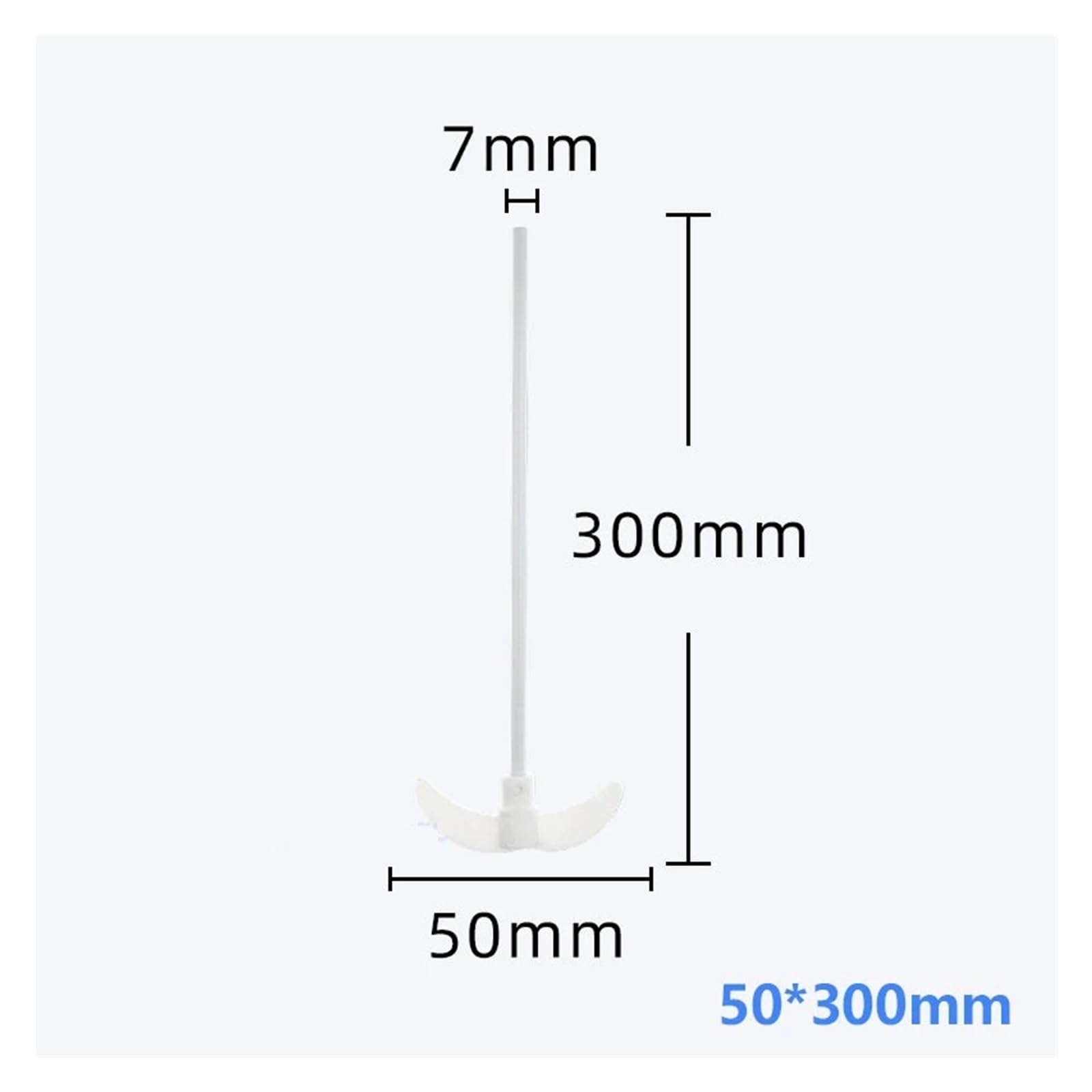 PTFE mieszadło wału mieszadłowego długość: 250 mm, 300, 400, 500, łopatka do mieszania PTFE, średnica wiosła: 40, 55, 65, 85, 100, 118, mieszadło, ostrze mieszadło, średnica pręta: 7, 1 sztuka (50 mm
