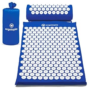 Ergotopia Tapis d&rsquo;acupression pour une détente apaisante – Tapis de massage pour des moments calmes et une meilleure circulation sanguine – Avec coussin d&rsquo;acupression