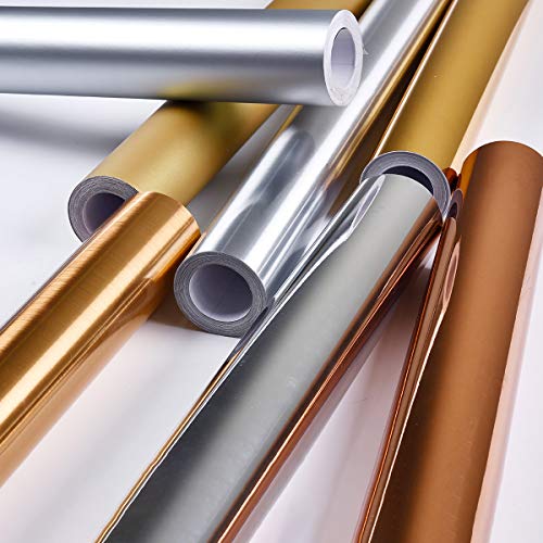 Papel de aluminio autoadhesivo para cocina vinilo plata cepillada 1.2x15m 7