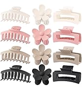 Large Hair Claw Clips 12 Pack Flower Hair Clips Big Claw Clips for Thick Hair, Big Hair Clips Squ...