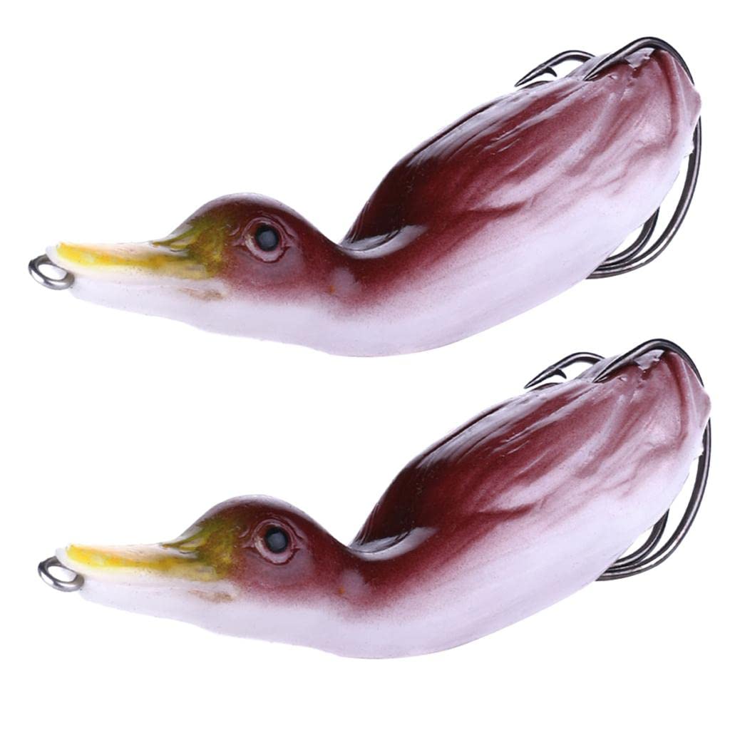 WINTI 2pcs Floating Duck Lure 10.5cm Bass Bait Fishing Tackle Coffee