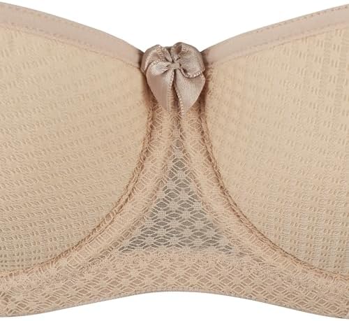 Rosme Women's Balconette Bra with Push Up Effect Plus Size Sexy Lace Demi Half Cup Bra Underwired Low Cut Mesh Bras Kamila
