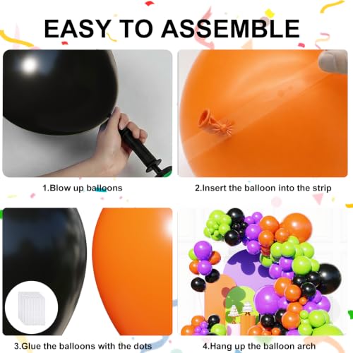 Image of Halloween Balloons Arch Kit, Black Orange and Purple Green Balloons