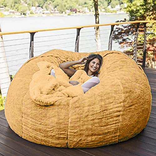YHNMK Puff Funda de Bean Bag Fundas Lavables a máquina,Funda para Muebles de Descanso, (sin Relleno) Puf de Piel Sintética Redondo Bolsa de Frijoles, Bolsa de Frijoles de Felpa Gigante Cover