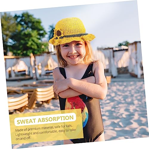 Homoyoyo Straw Woven Sun Hat for Boys and Girls Bucket Hats for Boys Girls Sunflower Decor Yellow3