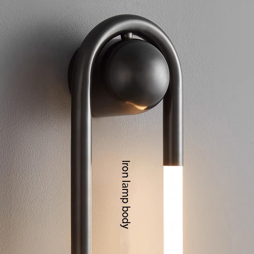 Kinkiety do sypialni, 3000 K oblat pierścieniowy LED oświetlenie liniowe, rura akrylowa, długie metalowe lampy ścienne do sypialni i przedpokoju