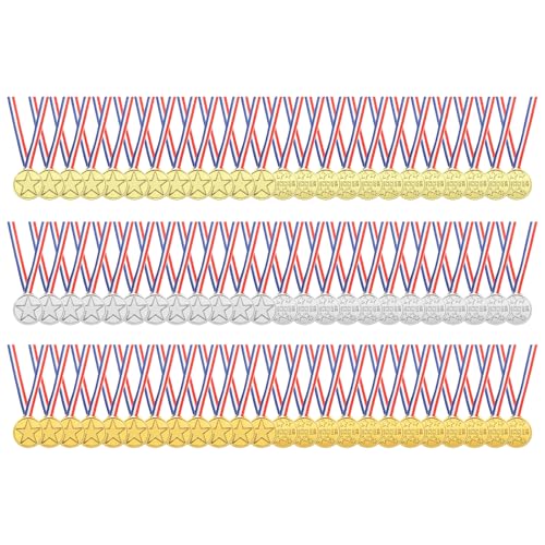 Médailles de récompense en plastique doré et bronze PATIKIL avec cordons pour tournois
