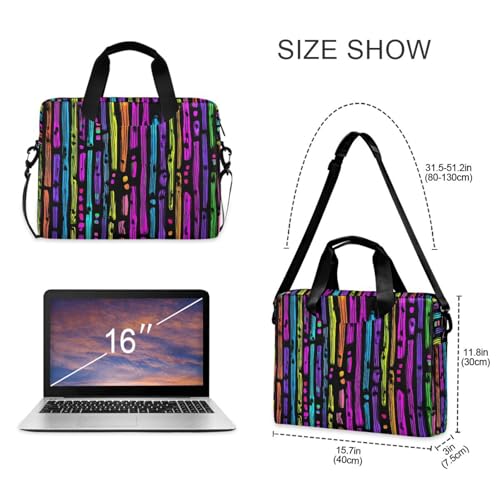 Bolsa para Laptop con Estampado a Rayas Vivid, Multi-bolsillos miniatura 5