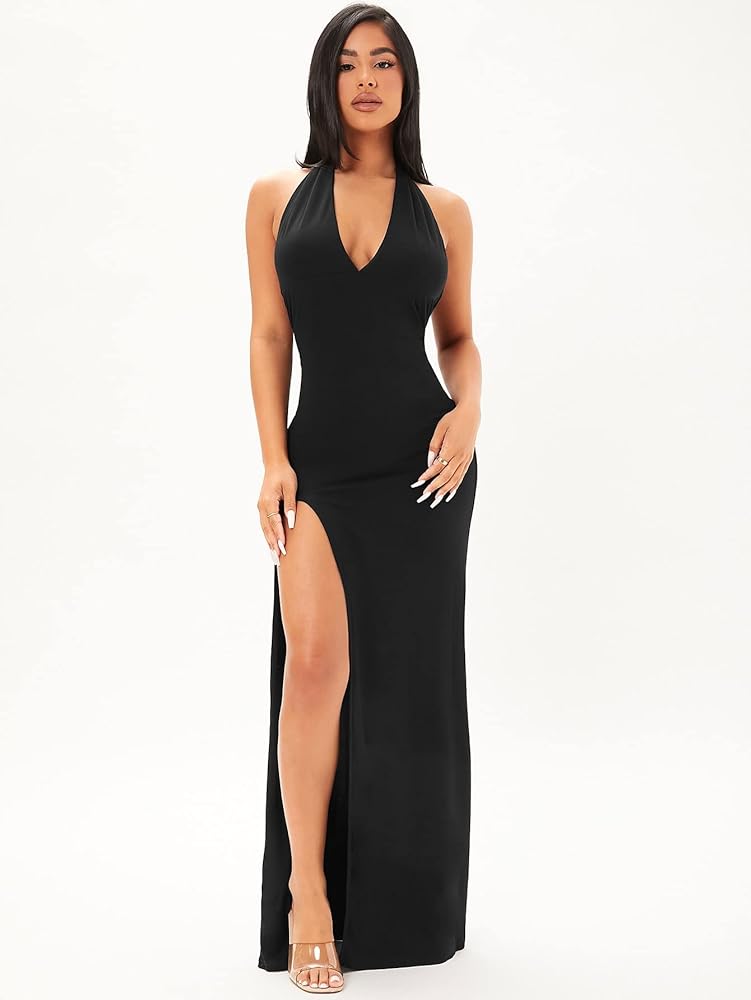 ワンピース THEREDTHREAD S backless halter dress Dev Satin Halter Mini Dress | Shop American Threads Boutique