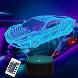 Attivolife Car Gifts, 3D Rally Vehicles Illusion Optical Night Light 16 Colors Changing with Remote Control Timer, Kids Bedroom Decor Birthday Gift Present for Sports Racing Lover Children Boy Men