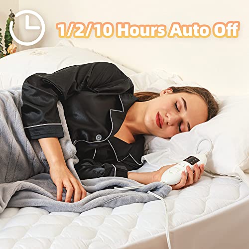 Makatz Heated Mattress Pad King Size Adjustable Zone Heating With 8 Heat Settings Controller Quilted Electric Mattress Pad Fit Up To 21 Inch #TOP5