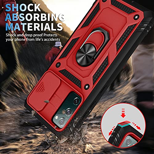 Ylzhe for Samsung S20 FE 5G Case, Samsung Galaxy S20 FE Case with Slide Camera Cover, Military-Grade Heavy Duty Magnetic Kickstand Car Mount Protective Case for Galaxy S20 FE 5G,Red＋Black by Ylzhe - Used condition - Image 7