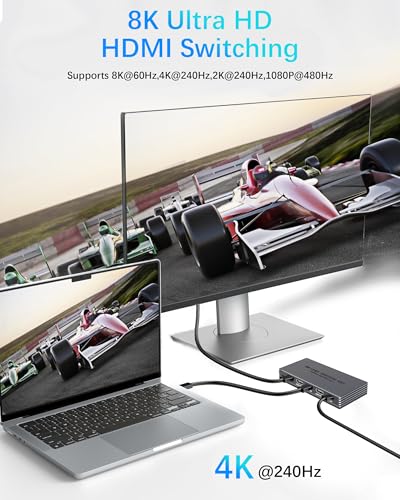 Image of HDMI Switcher 4 in 1 Out - New Upgrade 8K@60Hz 4K@240Hz /144Hz /120Hz HDMI Switch with Remote Support HDCP2.3 /HDR10, for PS5 /PS4 Xbox Nintendo Roku Apple TV Fire Stick 8K HDMI2.1 Splitter