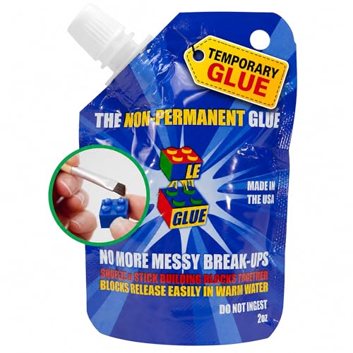 Le Glue Temporary Glue - Compatible with Legos - Non-Permanent Clear Adhesive for Plastic Building...