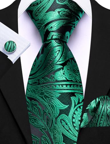 Image of Barry.Wang Men 6PCS Tie Silk Gift Necktie Clip Woven Tie Sets Party | Men Tie Classic Silk Gift Necktie With Tie Clip Jacquard Woven Neck Ties 6PCS Formal Wedding