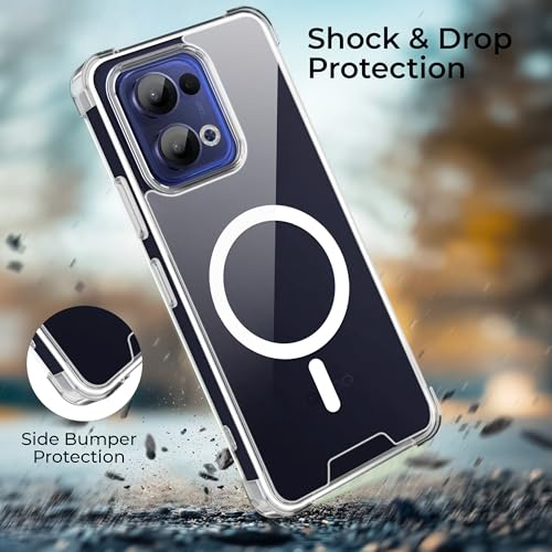 Image of A rtistque Clear Back Cover Case for Oppo Reno 13 5G | Compatible with Mag-Safe | Premium Transparent Cover | Shockproof TPU Bumper | Stylish Protective Design | Oppo Reno 13 Back Cover - Transparent