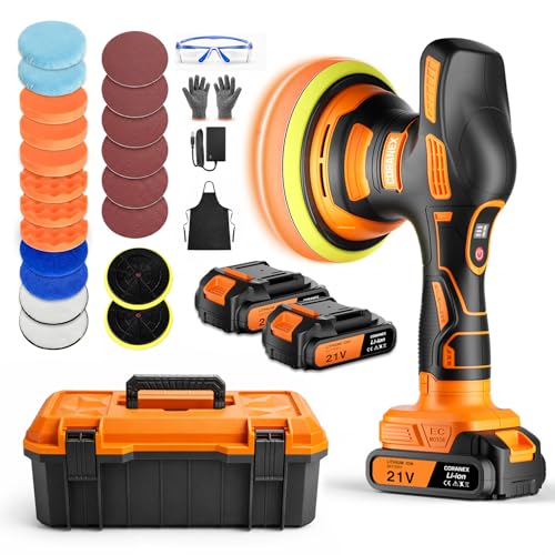 CORANEX 8-Speed Cordless Car Buffer Polisher Kit | Long Runtime | 28 PCS Complete Kit | Hard...