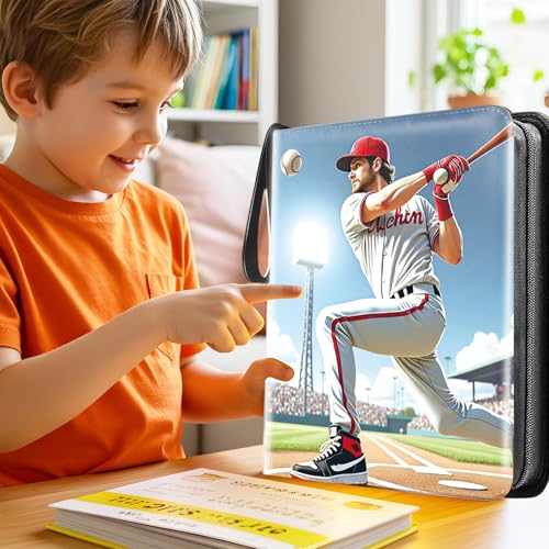 Image of Zipper Cards Binder for 900-Pocket Baseball Trading Cards, Premium Collectible Cards Book Album With Removable Sleeves for MTG, TCG & Sports Cards - Gifts for Girls and Boys