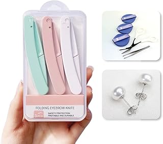 Folding Eyebrow razors for women/Men's, hair removal Shavers & eyebrow razor, Facial Shavers, Reusable razors & disposable razors, 3 Shavers/eyebrow trimmer | Skincare Party Gifts | Skin Shaving Tools (10)