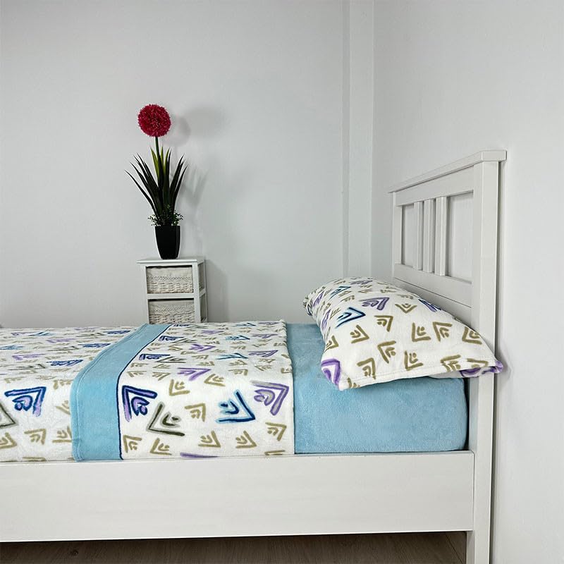 Rufino Díaz Juego Sábanas Símbolos 3 Piezas Coralina 240 gr - Azul, 90 cm