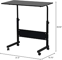 Vista 2 de Mesa auxiliar móvil, carrito de escritorio para laptop, mesa ajustable sobre la cama con ruedas, soporte de computadora para cama, sofá, sala