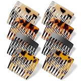 8 Stück Haarkamm zum Stecken, Mini French Comb Einsteckkamm Vintage Französische Seitenkämme Lamellenkamm für Frauen Mädchen Haar Styling Zubehör (Schwarz, Schildpatt, Acetat)