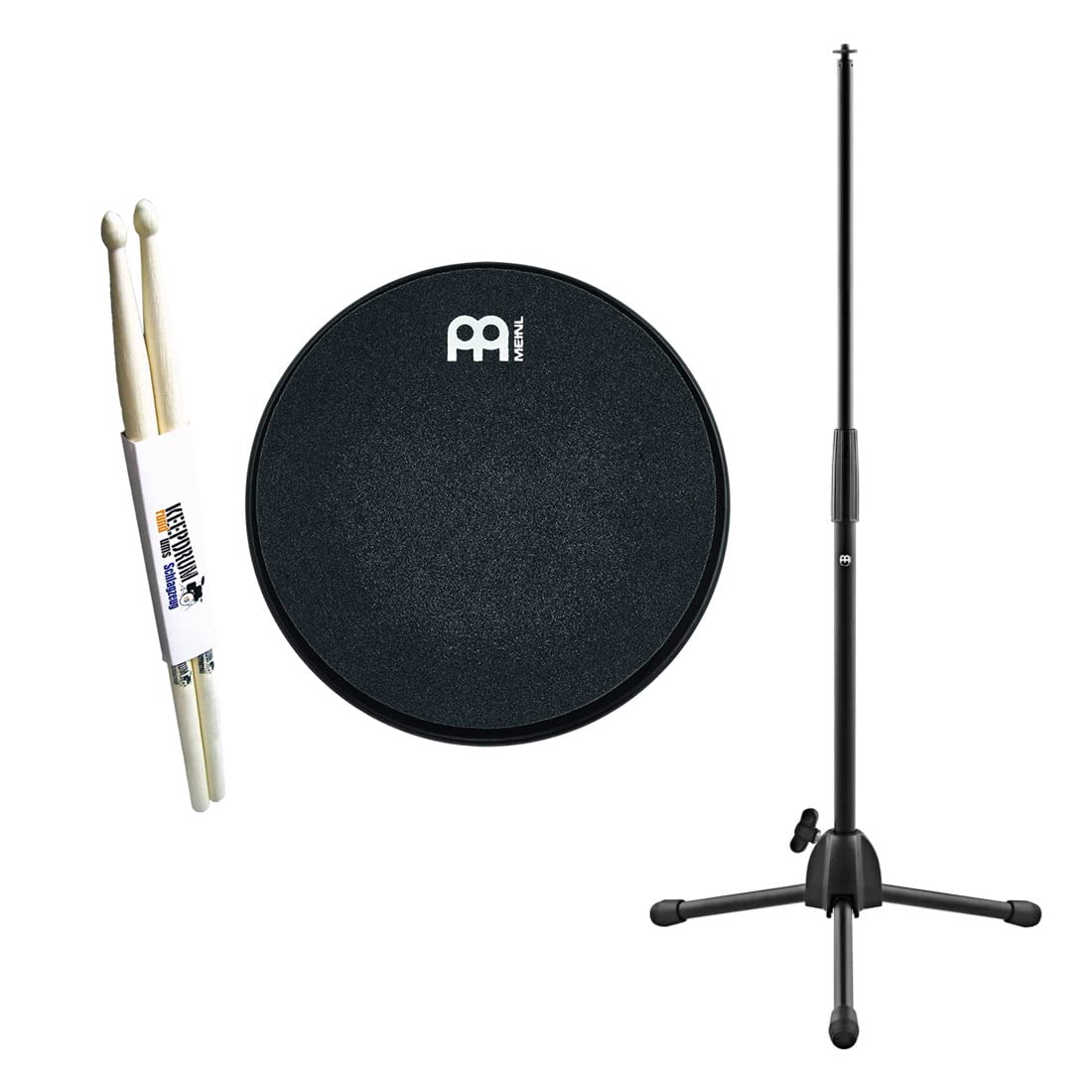 Meinl MMP12BK Marshmallow Practice Pad 12 Zoll Schwarz + Pad-Ständer+ keepdrum Drumsticks