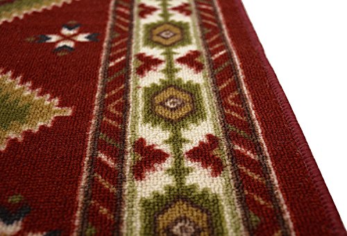 Southwestern Runner And Area Rug Printed Slip Skid Resistant Rubber Back 3 Color Options (Red, 23" X 7') #TOP2