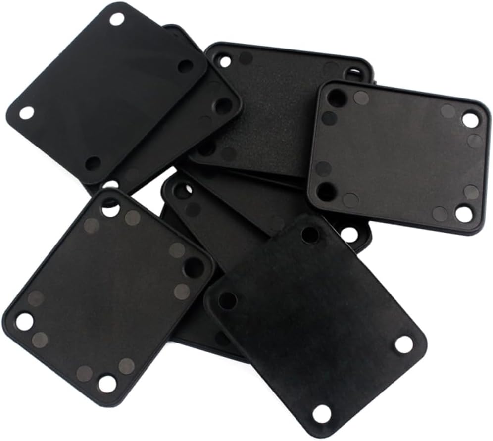 Mikinona 10-Pack Black Plastic Neck Plate Gasket for Electric Guitar and Bass Neck Joint Sturdy Replacement for Guitar Plates