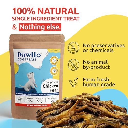 Image of Chicken Feet for Dogs - 200gm Pack of 1 | Highly Nutritional Dog Treats | Dried Dehydrated Chicken Feet | Glucosamine-Rich Treats | Dog Food